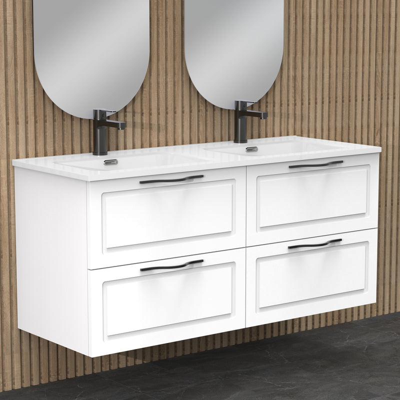 Matador 1200mm Matt White Wall Hung Vanity Unit Including Double Basin