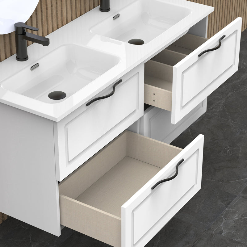 Banyetti Matador 1200mm Matt White Wall Hung Vanity Unit Including Double Basin