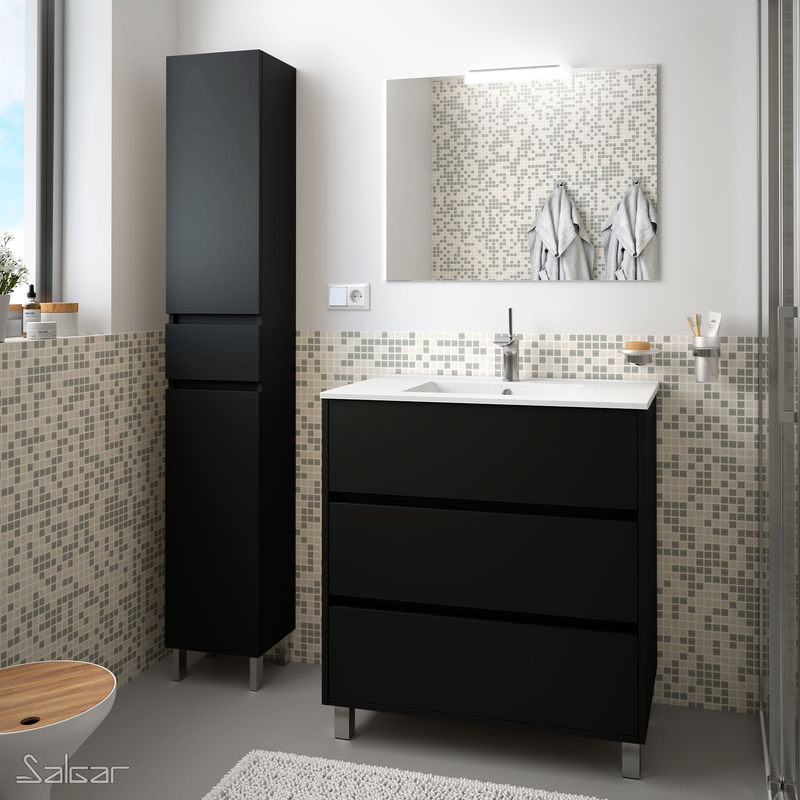 Optim Noir 800mm Floorstanding Vanity Unit - Matt Black