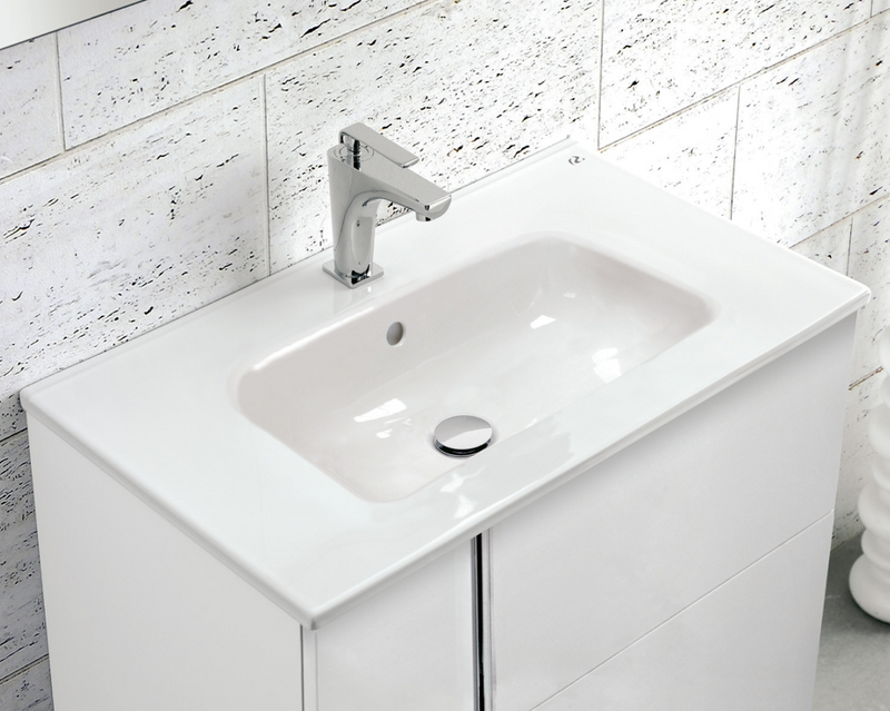 Onix Gloss White 610 Wall Hung Vanity with Slim Basin