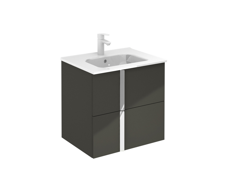 Onix Gloss Grey 610 Wall Hung Vanity with Slim Basin