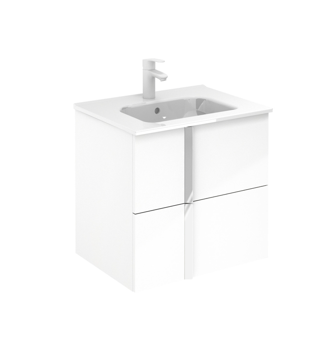 Onix Gloss White 610 2 Drawer Wall Hung Vanity with Basin