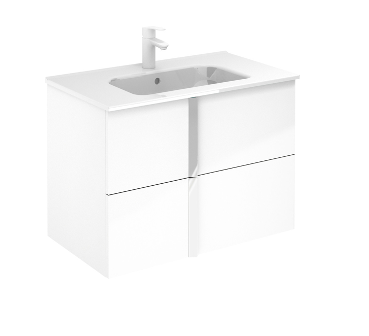 Onix Gloss White 810 2 Drawer Wall Hung Vanity with Basin