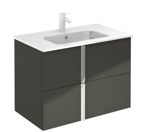 Onix Gloss Grey 810 2 Drawer Wall Hung Vanity with Basin