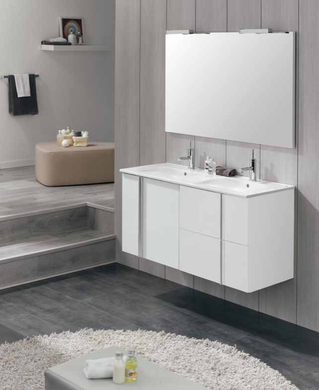 Onix Gloss Grey 1210 2 Drawer/Door Wall Hung Vanity with Basin