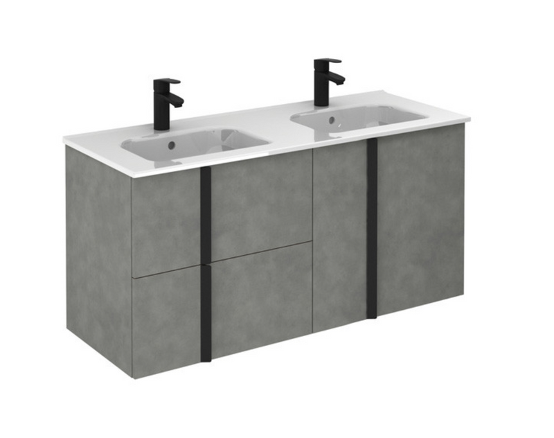 Onix Gloss Grey 1210 2 Drawer/Door Wall Hung Vanity with Basin