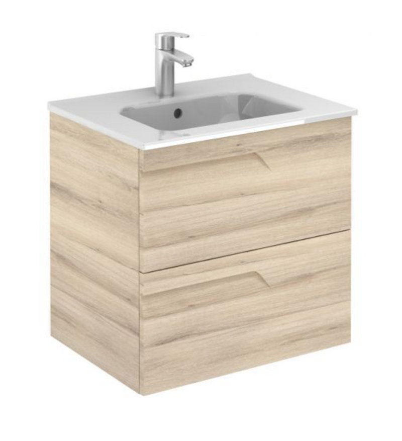 Vitale Slimline Light Oak 610 Vanity Unit with Square Basin