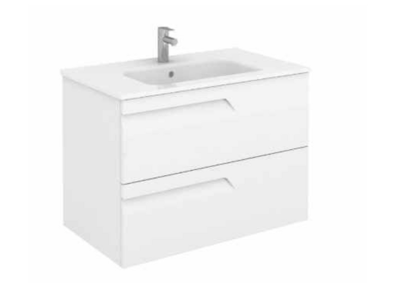 Vitale Slimline Gloss White 810 Vanity Unit with Square Basin