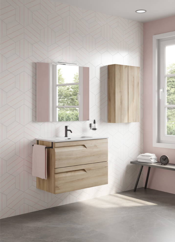 Vitale Smoke 810 Vanity Unit with Square Ceramic Basin