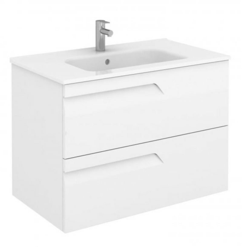 Vitale Gloss White 810 Vanity Unit with Square Ceramic Basin