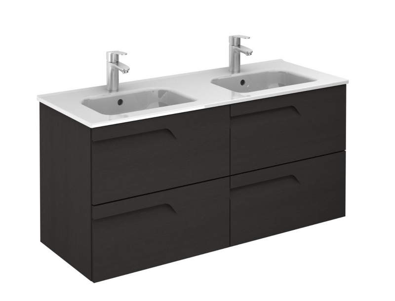 Vitale Gloss White 1210 Vanity Unit with Double Square Ceramic Basin