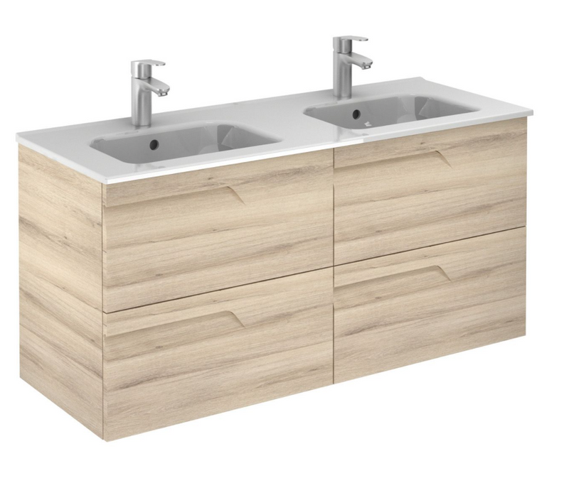 Vitale Smoke 1210 Vanity Unit with Double Square Ceramic Basin