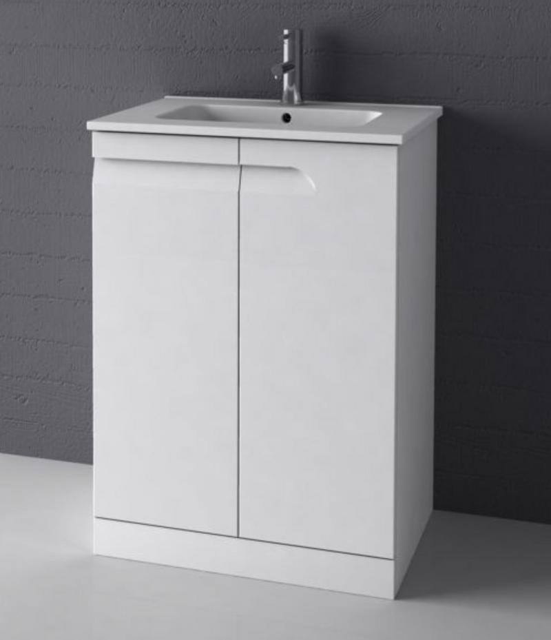 Vitale Gloss White 610 Floorstanding Vanity with Ceramic Basin