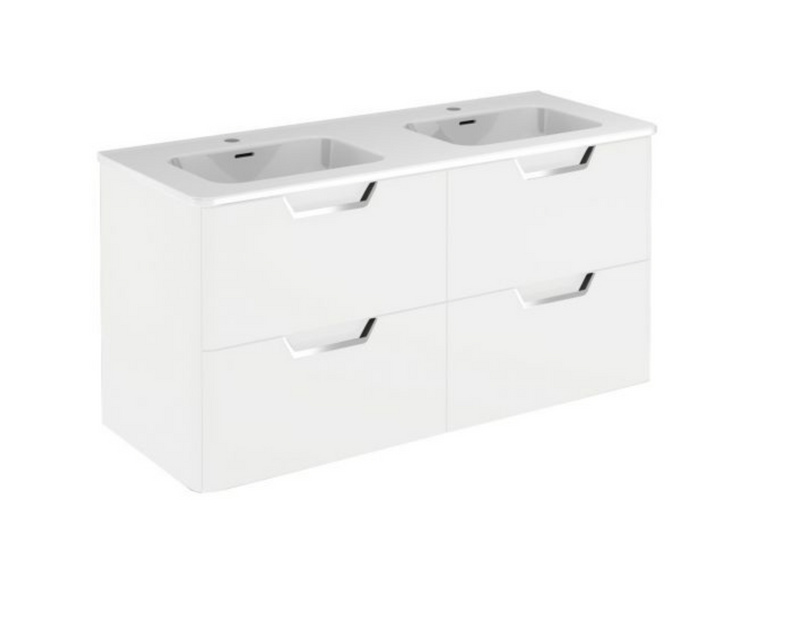 Life Gloss White 1190 4 Drawer Wall Hung Vanity with Basin