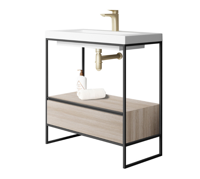 Mode White Marble 800 Freestanding Frame with Drawer and Basin