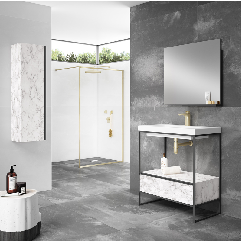 Mode White Marble 800 Freestanding Frame with Drawer and Basin