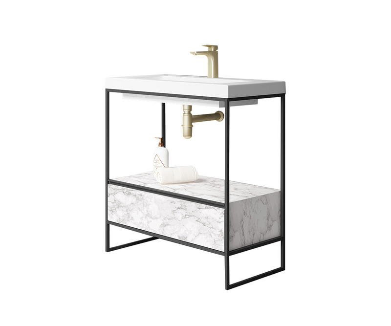 Mode White Marble 800 Freestanding Frame with Drawer and Basin