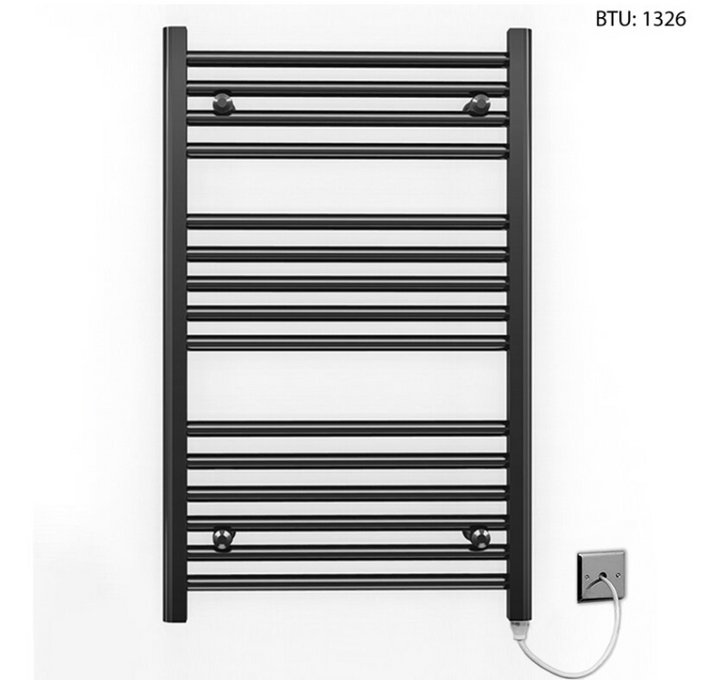 Black Noir Straight Electric Towel Rail 500 x 800mm