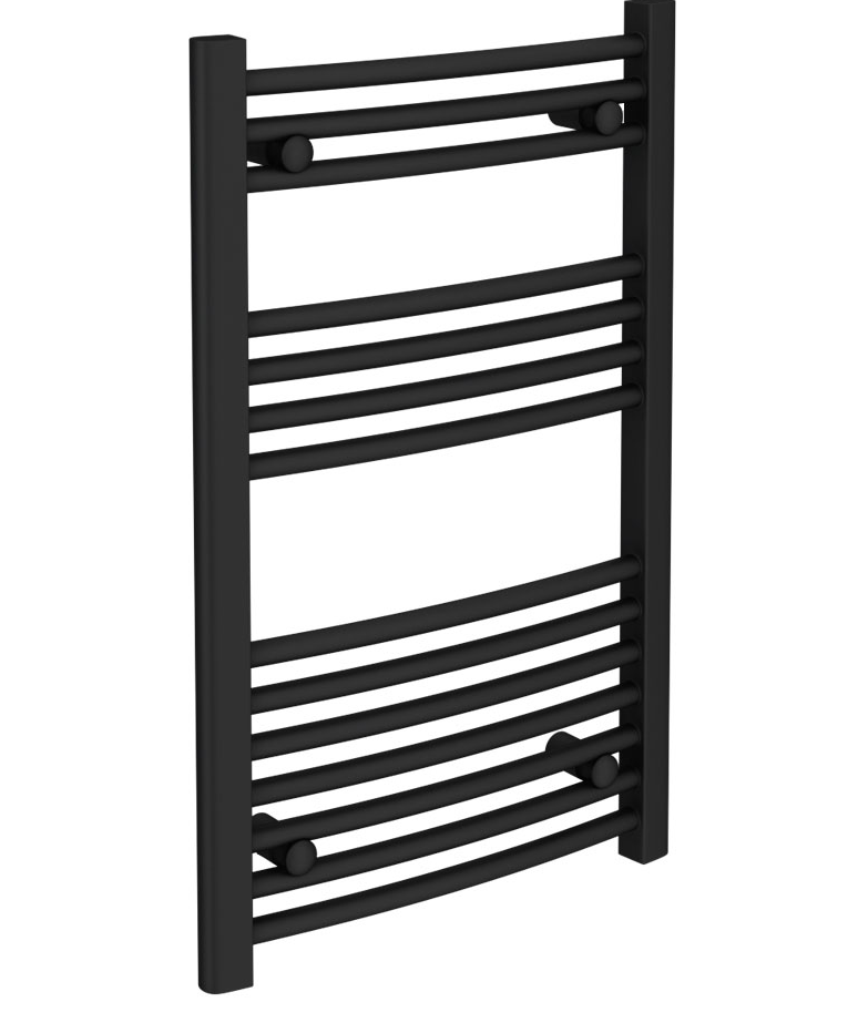 Black Noir Curved Electric Towel Rail 500 x 1200mm