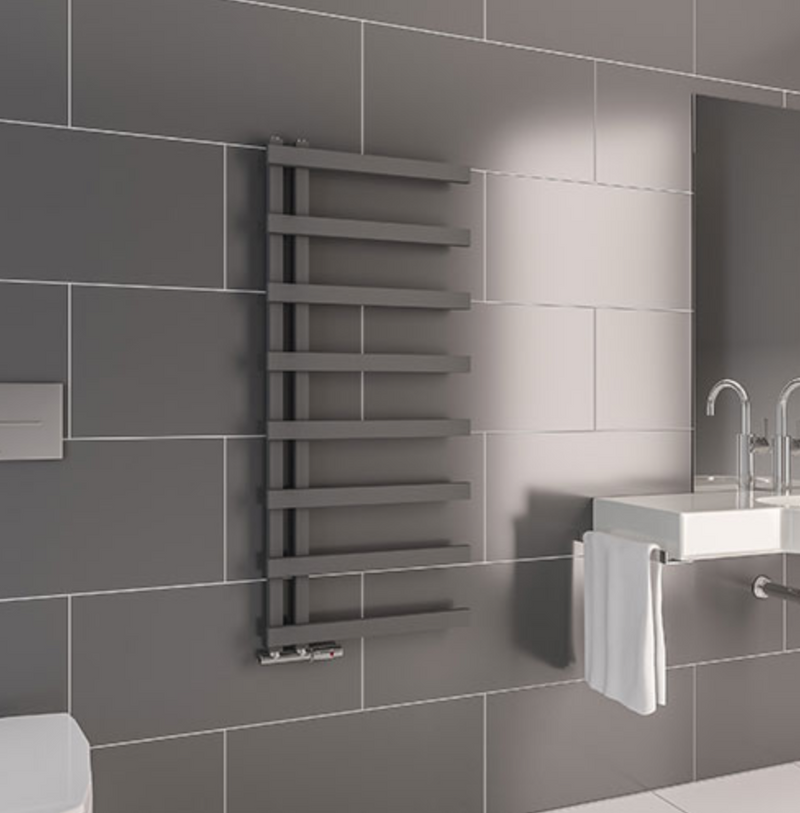 Aria Textured Grey Designer Towel Rail 500 x 1150mm