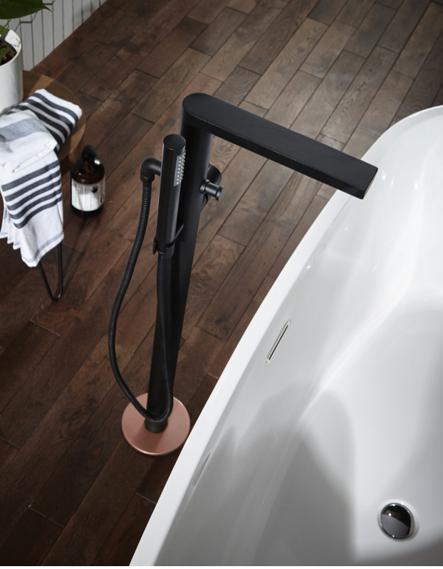 Velar Matt Black/Copper Freestanding Bath Shower Mixer