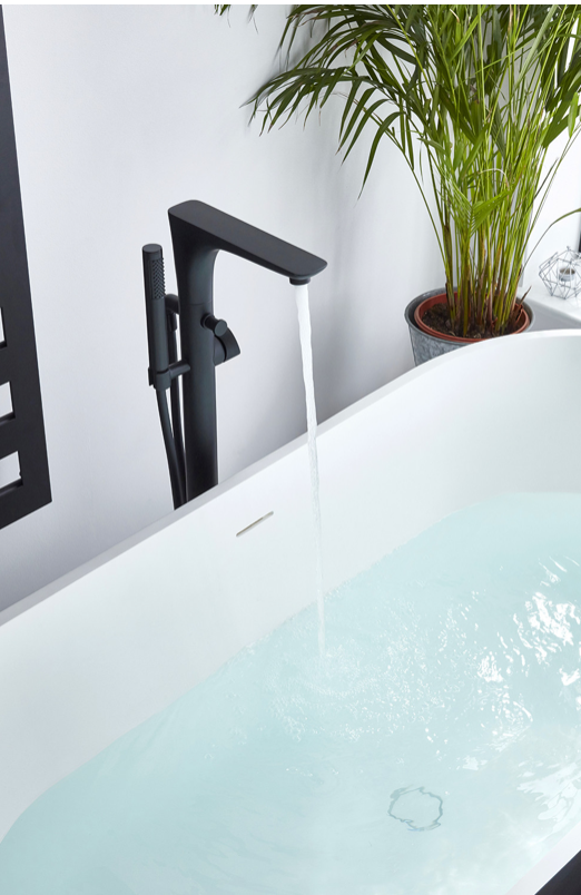 Vido Matt Black Floorstanding Bath Shower Mixer