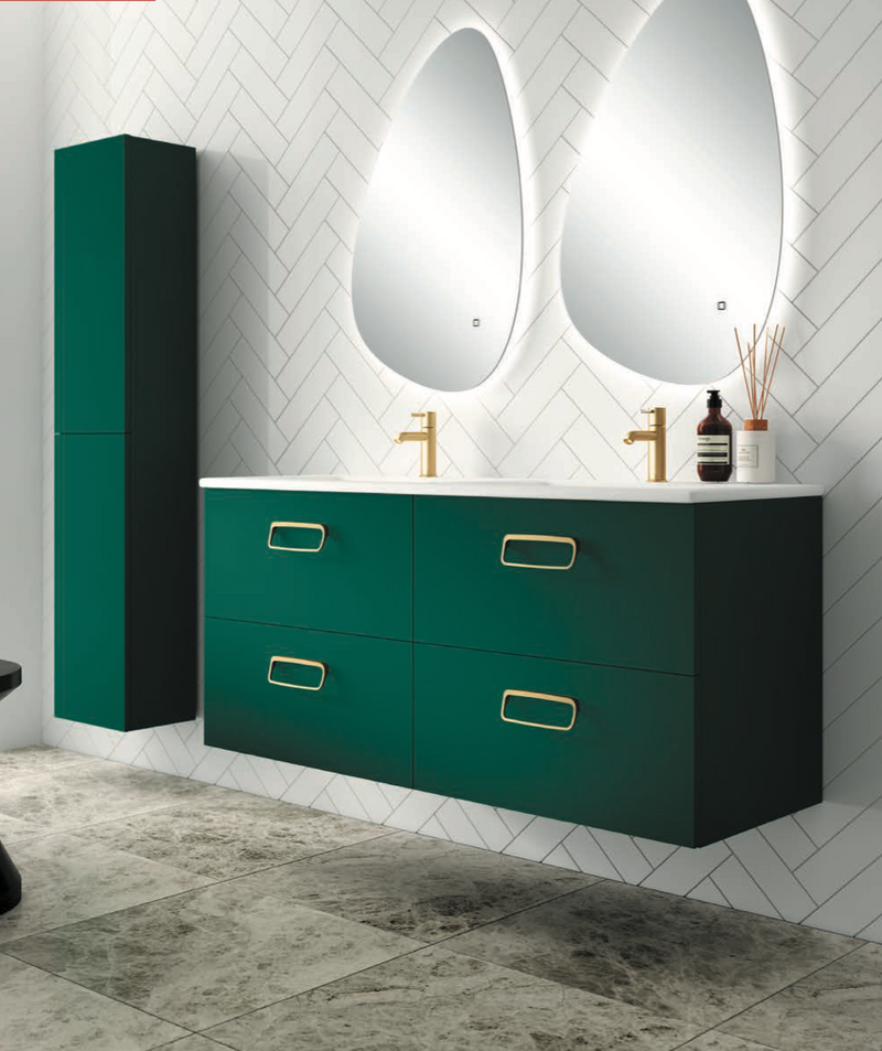 Azure Forest Green 1200 Wall Hung Vanity with Double Basin