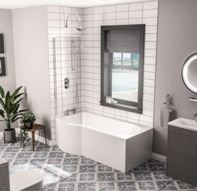 Portland P-Shaped 5mm Bath 1500 x 850mm LH