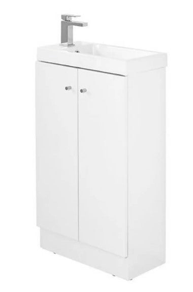 Alpine Duo 495mm Floorstanding Bathroom Vanity Unit & Basin - Gloss White