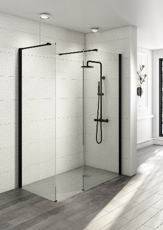 Noir Walk In Shower Enclosure 1400 x 900 - Matt Black Profile