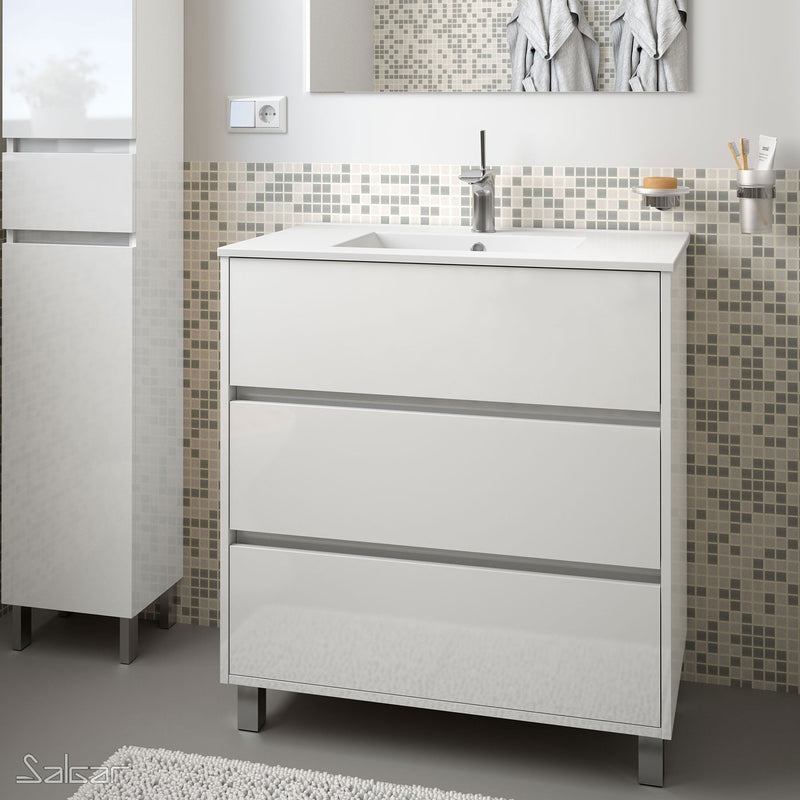 Arenys 800mm Gloss White Floorstanding Vanity Unit + Basin