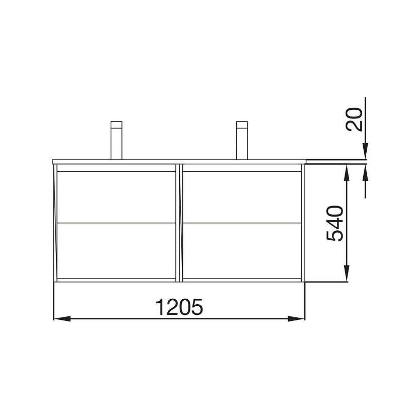 Noja 1200mm Wall Hung Vanity Unit 4 Drawers Gloss White + Basin