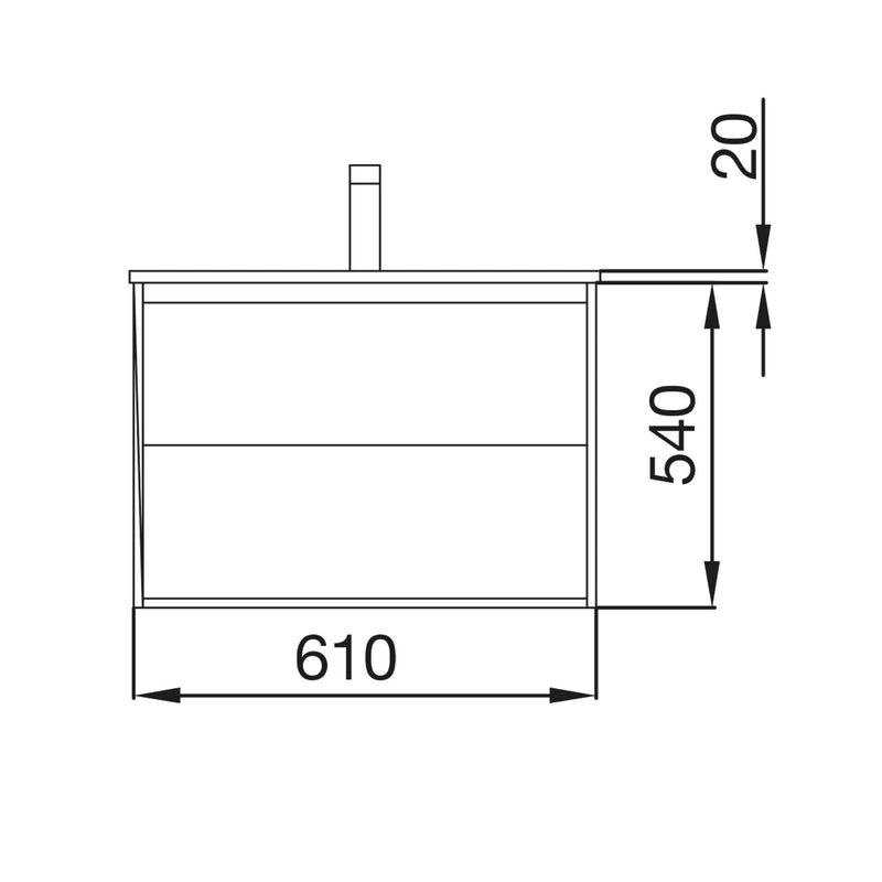 Noja 600mm Wall Hung Vanity Unit 1 Drawer 1 Space White Gloss + Basin