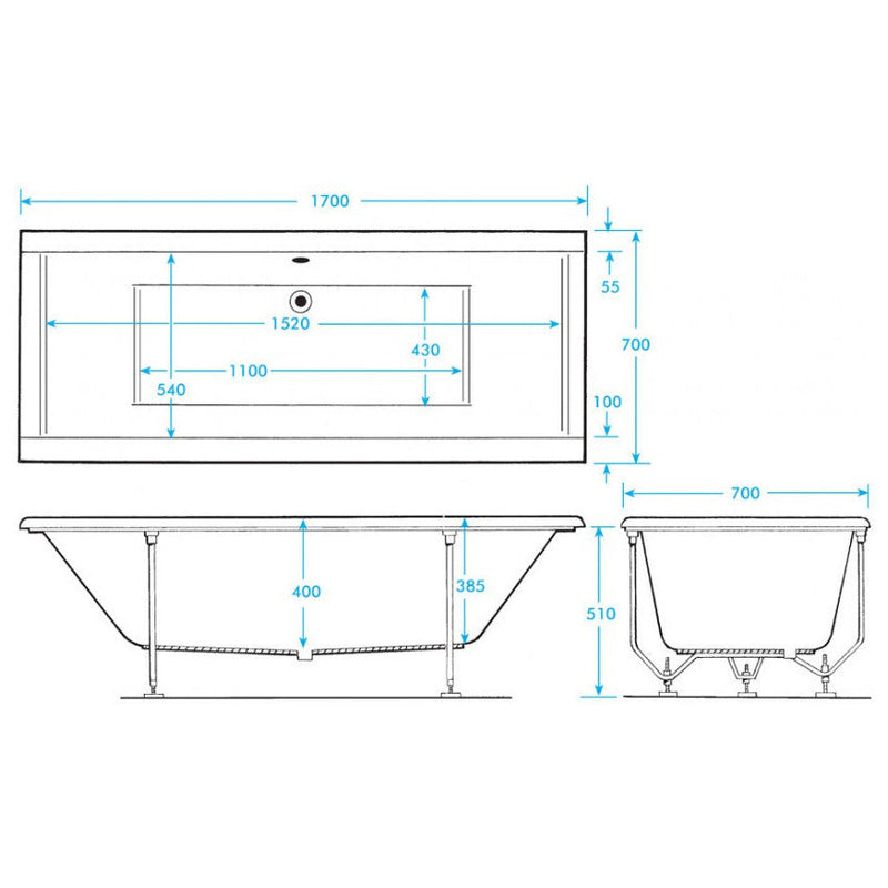 Trojan Elite D/E Double Ended Bath 1700 x 700mm