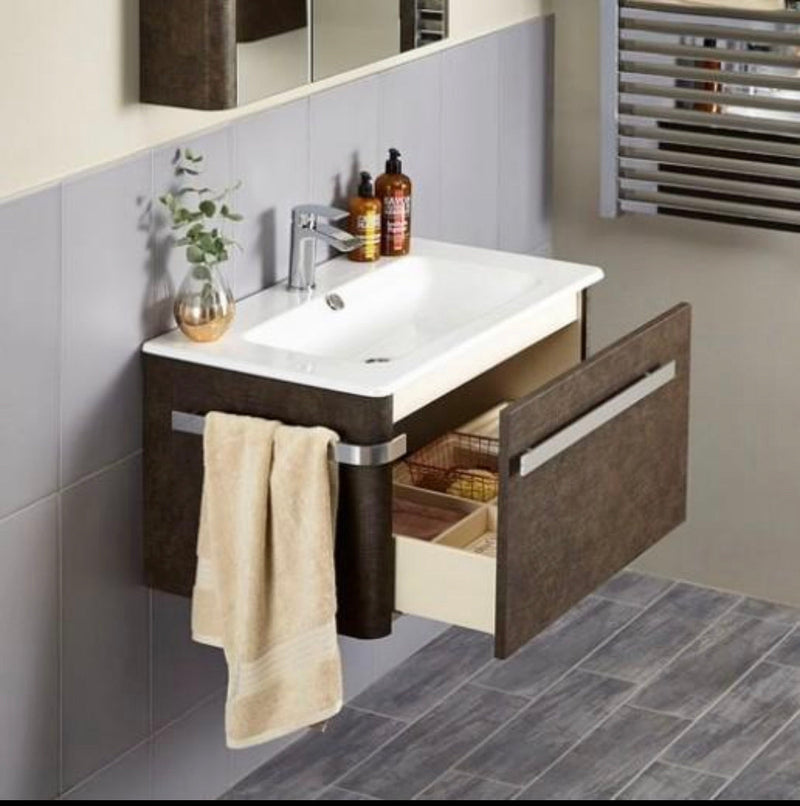 Linen 800mm Basin & Wall Mounted Vanity Unit - Choose Colour