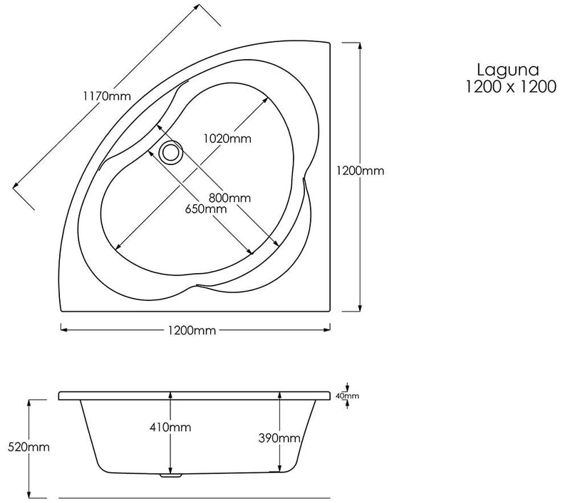 Trojan Laguna Square Corner Bath 1200 x 1200mm