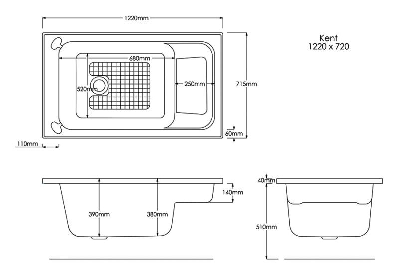 Trojan Kent Rectangular Bath 1210 x 715mm