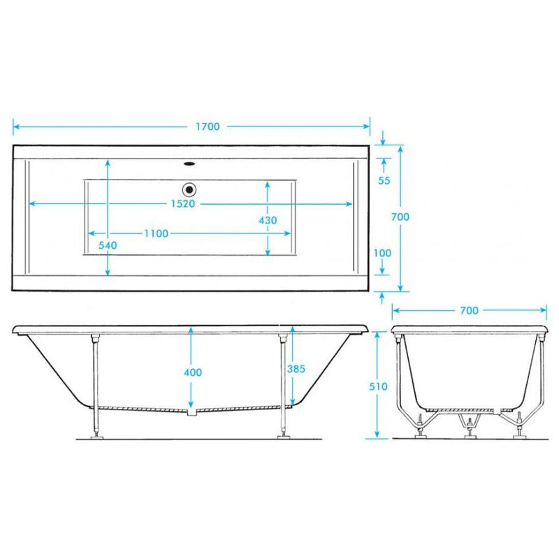 Trojan Elite D/E Double Ended Bath 1800 x 800mm