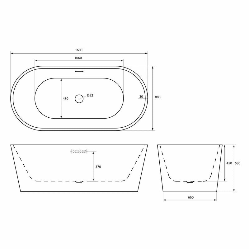 Trojan Hampton Traditional Classic Soak Bath with Waste 1700 x 800mm