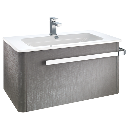 Linen Textured Grey 800 x 450mm Basin Wall Mounted Vanity Unit including Basin