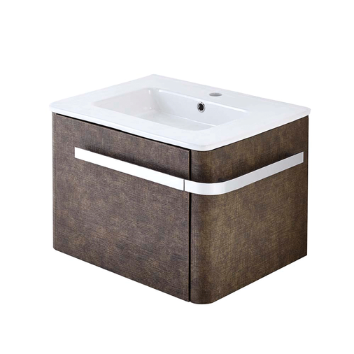 Linen Textured Rust Brown 600 x 450mm Basin Wall Mounted Vanity Unit including Basin