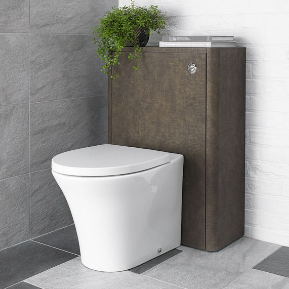 Linen Textured Rust Brown 600 x 270mm WC Back To Wall Toilet Unit Including Conceal Cistern