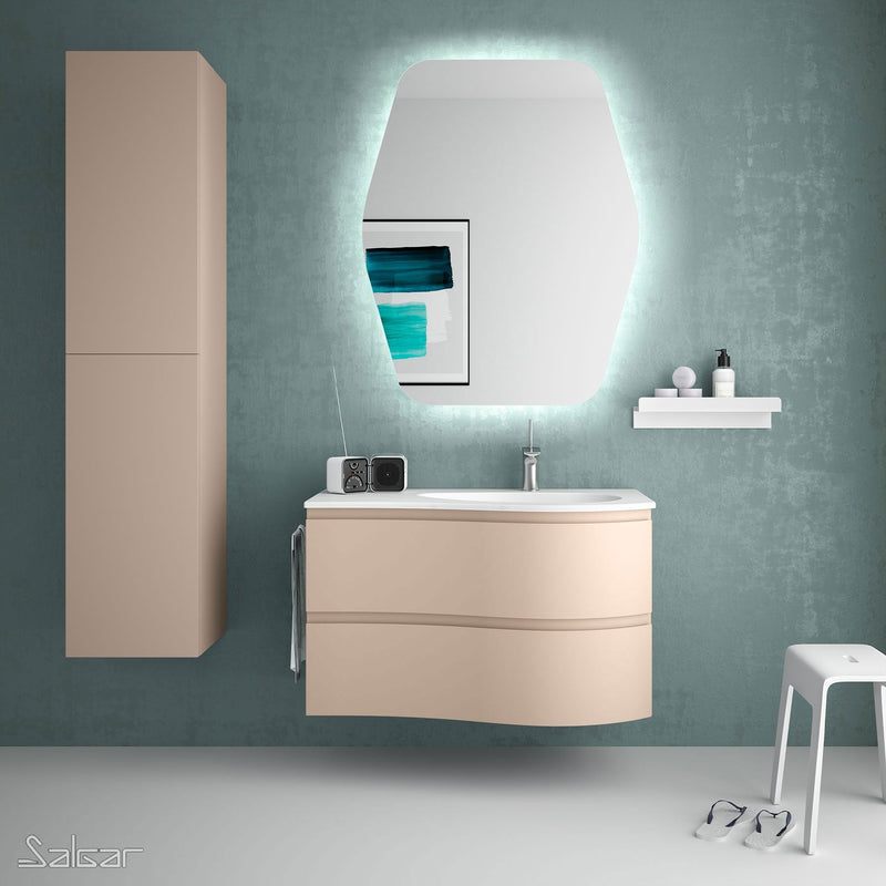 Mam Svelte 900mm Wall Hung Vanity Unit 2 Drawer + Basin - Right Hand Macchiato