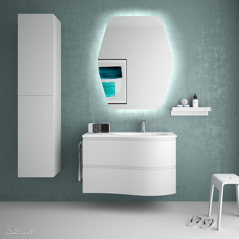 Mam Svelte 900mm Wall Hung Vanity Unit 2 Drawer + Basin - Right Hand Matt White