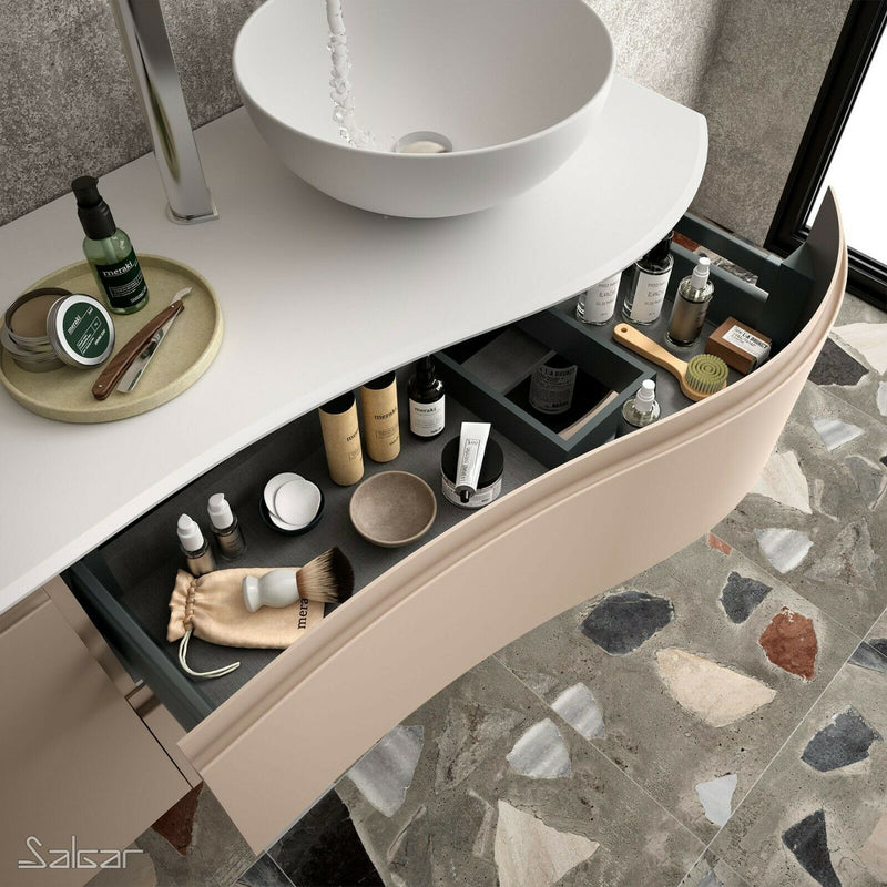 Mam Svelte 900mm Wall Hung Vanity Unit 2 Drawer + Basin - Right Hand Macchiato