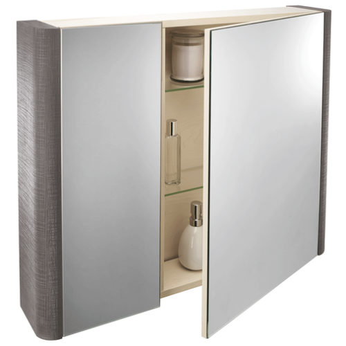 Linen 600mm Textured Mirror Cabinet - Grey