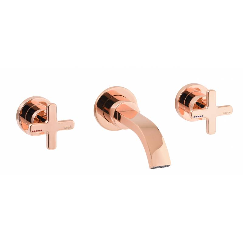 Abode Serenitie Wall Mounted 3 Hole Bath Mixer in Rose Gold