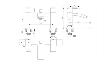 Tailored Brecon Chrome Modern Curve Bath Shower Mixer Tap