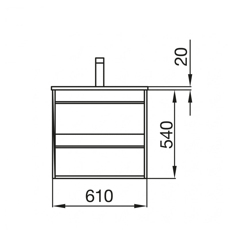 Attila Noir 600mm Wall Hung Vanity Unit with No Tap Hole Basin - Ostippo Oak