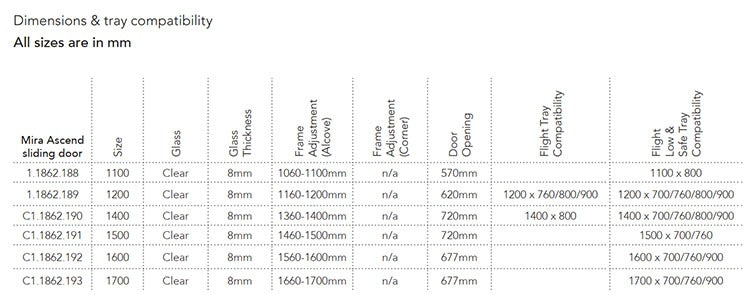 Mira Ascend 1500mm Sliding Shower Door